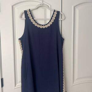 Lilly Pulitzer Navy Blue Dress with Cream Accents
